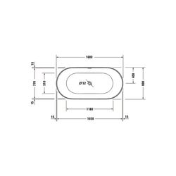 Duravit DuraKanto Badewanne 465x800x1700mm, 292l, Weiß glänzend, Oval, Freiste... DURAVIT-700561000000000 4067116007466 (Abb. 1)