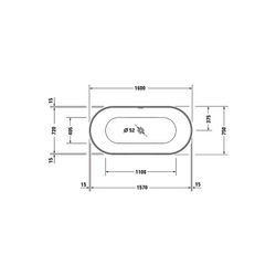 Duravit DuraKanto Badewanne 465x750x1600mm, 249l, Weiß glänz, Oval, Freistehen... DURAVIT-700560000000000 4067116007459 (Abb. 1)