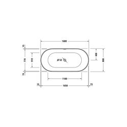 Duravit DuraKanto Badewanne 465x800x1700mm, 292l, Weiß glänzend, Oval, Freiste... DURAVIT-700561000000000 4067116007466 (Abb. 1)