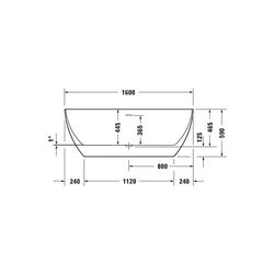 Duravit DuraKanto Badewanne 465x750x1600mm, 249l, Weiß glänz, Oval, Freistehen... DURAVIT-700560000000000 4067116007459 (Abb. 1)