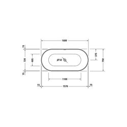 Duravit DuraKanto Badewanne 465x750x1600mm, 249l, Weiß glänz, Oval, Freistehen... DURAVIT-700560000000000 4067116007459 (Abb. 1)