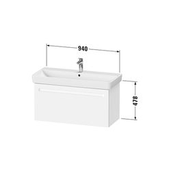 Duravit No.1 Waschtischunterbau wandhängend 426x940x478mm Graphit Matt, Folie/... DURAVIT-N14290049490000 4067116005783 (Abb. 1)