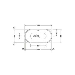 Duravit DuraSenja Badewanne 470x750x1500mm, 226l, Weiß glänzend, Oval, Freiste... DURAVIT-700579000000000 4067116007640 (Abb. 1)