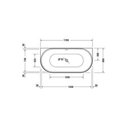 Duravit DuraSenja Badewanne 470x800x1700mm, 265l, Weiß glänzend, Oval, Vorwand... DURAVIT-700582000000000 4067116007671 (Abb. 1)