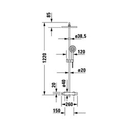 Duravit B.2 Duschsystem, Chrom, Thermostat, Hand- und Kopfbrause 250mm, 11l/min, ... DURAVIT-B24280008010 4053424865805 (Abb. 1)