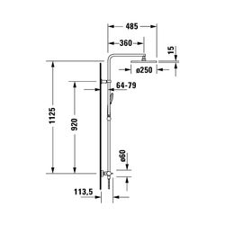 Duravit B.2 Duschsystem, Chrom, Thermostat, Hand- und Kopfbrause 250mm, 11l/min, ... DURAVIT-B24280008010 4053424865805 (Abb. 1)