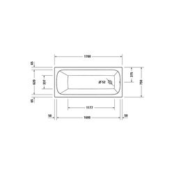 Duravit Qatego Whirlwanne Rechteckig, Einbau, 750x1700x480mm, Air-System, 1 Rü... DURAVIT-760612000AS0000 4067116074062 (Abb. 1)