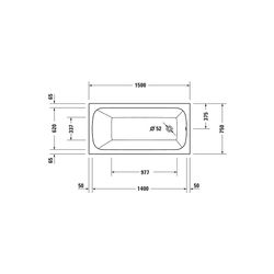 Duravit Qatego Whirlwanne Rechteckig, Einbau, 750x1500x480mm, Jet-System, 1 Rü... DURAVIT-760609000JS1000 4067116074307 (Abb. 1)