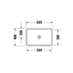 Duravit Qatego Aufsatzbecken 600mm, Weiß Hochglanz, HygieneGlaze, Rechteckig, ohne ... DURAVIT-2383602079 4067116073461 (Abb. 1)