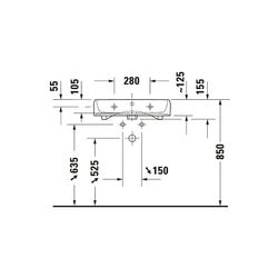 Duravit Qatego Waschtisch 470x600x150mm wandhäng., Weiß Hochglanz, Rechteckig, 1 Wa... DURAVIT-2382600028 4067116304909 (Abb. 1)