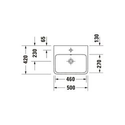 Duravit Qatego Waschtisch 420x500x150mm wandhäng., Weiß Hochglanz, Rechteckig, 1 Wa... DURAVIT-2382500028 4067116304862 (Abb. 1)