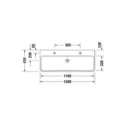 Duravit Qatego Waschtisch 470x1200x150mm wandhäng., Weiß Hochglanz, Rechteckig, Dur... DURAVIT-2382120028 4067116305517 (Abb. 1)