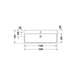 Duravit Qatego Waschtisch 470x1200x150mm wandhäng., Weiß Hochglanz, Rechteckig, Dur... DURAVIT-2382120028 4067116305517 (Abb. 1)