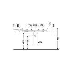 Duravit Qatego Waschtisch 470x1000x150mm wandh. Weiß Hochglanz, Rechteckig, HYG, 1 ... DURAVIT-2382102060 4067116070149 (Abb. 1)
