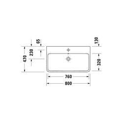Duravit Qatego Waschtisch 470x800x150mm wandhäng., Weiß Hochglanz, Rechteckig, 1 WP... DURAVIT-2382800000 4067116998191 (Abb. 1)