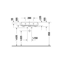 Duravit Qatego Waschtisch 470x600x150mm wandhäng., Weiß Hochglanz, Rechteckig, 1 Wa... DURAVIT-2382600028 4067116304909 (Abb. 1)
