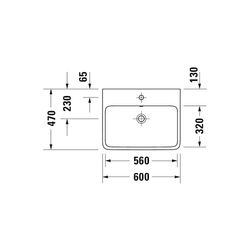 Duravit Qatego Waschtisch 470x600x150mm wandhäng., Weiß Hochglanz, Rechteckig, 1 Wa... DURAVIT-2382600028 4067116304909 (Abb. 1)