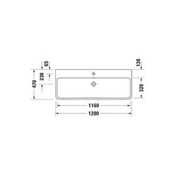 Duravit Qatego Waschtisch 470x1200x150mm wandhäng., Weiß Hochglanz, Rechteckig, Dur... DURAVIT-2382120028 4067116305517 (Abb. 1)