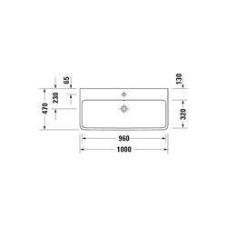 Duravit Qatego Waschtisch 470x1000x150mm wandh. Weiß Hochglanz, Rechteckig, HYG, 1 ... DURAVIT-2382102060 4067116070149 (Abb. 1)