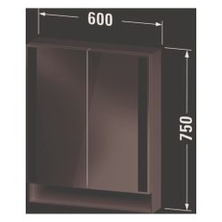 Duravit Qatego Spiegelschrank Wandmontage 155x600x750mm, Graphit, 2 Türen L/R,... DURAVIT-QA7150049490010 4067116205251 (Abb. 1)