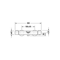Duravit Wave Wannenthermostat Aufputz, Edelstahl gebürstet, Ausladung 198mm, 18l/... DURAVIT-WA5220000070 4067116105827 (Abb. 1)