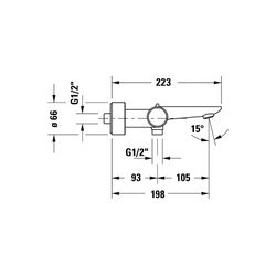 Duravit Wave Wannenthermostat Aufputz, Edelstahl gebürstet, Ausladung 198mm, 18l/... DURAVIT-WA5220000070 4067116105827 (Abb. 1)