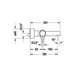 Duravit Circle Einhebel-Wannenmischer Aufputz, Chrom HG, Aufputz, Ausladung 185mm... DURAVIT-CE5230000010 4067116104578 (Abb. 1)