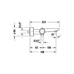 Duravit Wave Wannenthermostat Aufputz, Edelstahl gebürstet, Ausladung 198mm, 18l/... DURAVIT-WA5220000070 4067116105827 (Abb. 1)