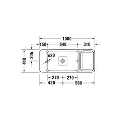 Duravit Qatego Aufsatzbecken mit Konsole 410x1000x200mm, Rechteckig, Geschliffen, D48... DURAVIT-D4800100 4067116314687 (Abb. 1)
