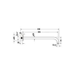 Duravit Brausearm Länge 410mm Wandmontage Rosette rund, Edelstahl gebürstet... DURAVIT-UV0670028070 4067116114102 (Abb. 1)