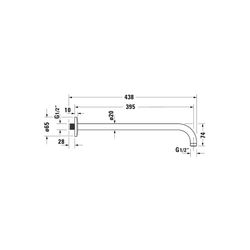 Duravit Brausearm Länge 410mm Wandmontage Rosette rund, Edelstahl gebürstet... DURAVIT-UV0670028070 4067116114102 (Abb. 1)