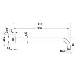 Duravit Brausearm Länge 410mm Wandmontage Rosette rund, Mattschwarz... DURAVIT-UV0670028046 4063382938367 (Abb. 1)