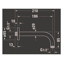 Duravit Brausearm Länge 210mm Wandmontage Rosette eckig, Chrom Hochglanz... DURAVIT-UV0670036010 4067116161434 (Abb. 1)