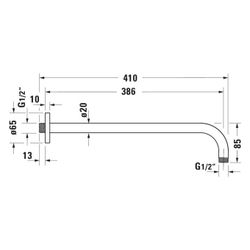 Duravit Brausearm Länge 410mm Wandmontage Rosette eckig, Chrom Hochglanz... DURAVIT-UV0670037010 4067116161458 (Abb. 1)