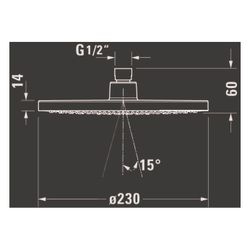 Duravit Kopfbrause, Mattschwarz, Kunststoff, MinusFlow, Rund, d. Kopfbrause 230mm... DURAVIT-UV0662017046 4067116113907 (Abb. 1)