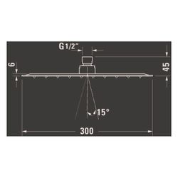 Duravit Kopfbrause, Mattschwarz, Edelstahl, Eckig, 300x300mm, 26l/min, Rain, Deck... DURAVIT-UV0660031046 4067116002348 (Abb. 1)