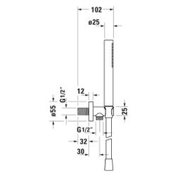 Duravit Wandanschlussbogenset Rund, Chrom HG, Rosette rund, Rückflussverhinderer,... DURAVIT-UV0762002010 4067116161588 (Abb. 1)