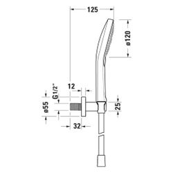 Duravit Brausehalterset Minus Flow, Weiß/Chrom Hochglanz, für Rain/Pulse/Mono, 9l... DURAVIT-UV0712001005 4067116161564 (Abb. 1)
