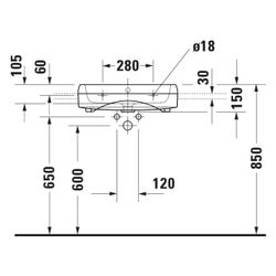 Duravit Qatego Halbeinbauwaschtisch 470x550x150mm, Weiß Hochglanz, 1 HL, mit Überla... DURAVIT-0399550000 4067116305395 (Abb. 1)