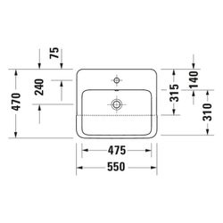 Duravit Qatego Halbeinbauwaschtisch 470x550x150mm, Weiß Hochglanz, 1 HL, mit Überla... DURAVIT-0399550000 4067116305395 (Abb. 1)