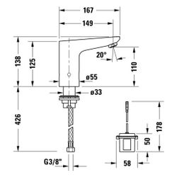 Duravit Waschtischmischer elektronisch Sensor 1, Wassertemperatur voreinstellbar,... DURAVIT-SE1090009010 4063382960870 (Abb. 1)