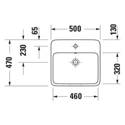 Duravit Qatego Aufsatzbecken 500mm, Weiß Hochglanz, mit HLB, mit Überlauf, RW glasi... DURAVIT-2385500027 4067116322965 (Abb. 1)