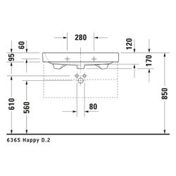 Duravit Happy D.2 Waschtisch 505x800x170mm, WonderGliss, Weiß Hochglanz, Rechtecki... DURAVIT-23188000001 4021534855986 (Abb. 1)