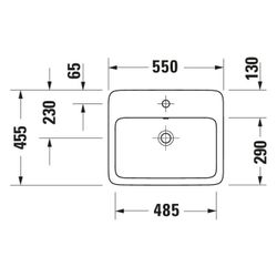 Duravit Qatego Einbauwaschtisch 455x550x150mm, Weiß Hochglanz, mit HLB/ÜL, 1 HL Ges... DURAVIT-2396550027 4067116323047 (Abb. 1)