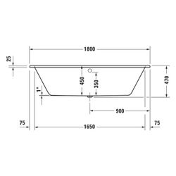 Duravit D-Code Badewanne 470x800x1800mm, 285l, Weiß, Rechteckig, Einbau, 2 Rüc... DURAVIT-700672000000000 4067116361452 (Abb. 1)