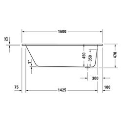 Duravit D-Code Badewanne 470x700x1600mm, 213l, Weiß, Rechteckig, Einbau, 1 Rüc... DURAVIT-700669000000000 4067116361421 (Abb. 1)