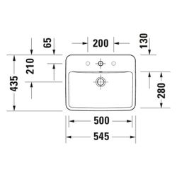 Duravit No.1 Einbauwaschtisch 435x550x175mm, Weiß Hochglanz, mit HLB/Überlauf, 1 H... DURAVIT-03555500272 4063382180322 (Abb. 1)