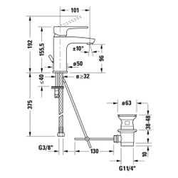 Duravit B.1 Einhebel-Waschtischmischer S FreshStart und MinusFlow, Chrom, 4l/min,... DURAVIT-B11013001010 4067116370256 (Abb. 1)