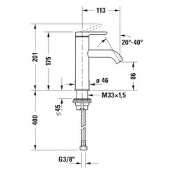 Duravit C.1 Einhebel-Waschtischmischer M FreshStart und MinusFlow, Mattschwarz, 4... DURAVIT-C11023002046 4067116370461 (Abb. 1)
