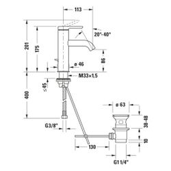 Duravit C.1 Einhebel-Waschtischmischer M FreshStart, MinusFlow, Mattschwarz, 4l/m... DURAVIT-C11023001046 4067116370416 (Abb. 1)